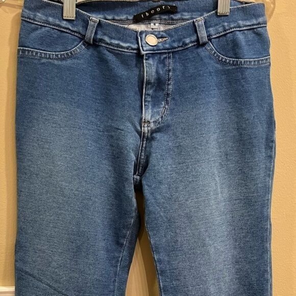 Theory Women’s Stretch Jeans Size 4 Boot Cut Light Medium Wash - Picture 3 of 11